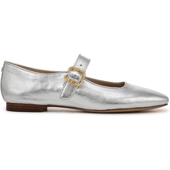 Sam Edelman Womens Soft Silver Leather Closed Pointed Toe  Mary Jane Flat Shoes - Picture 6 of 8